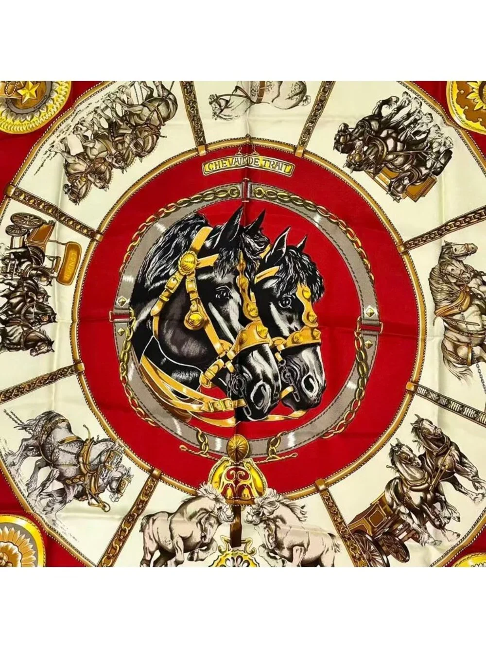 Hermes Carre 90 Scarf Silk Chevaux de Trait Taima - Picture 7 of 8